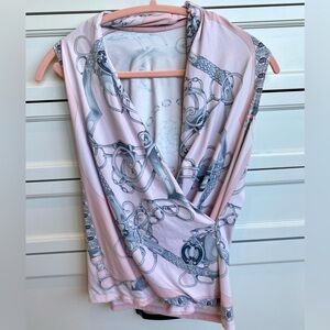 J. McLaughlin Faux Wrap Sleeveless Equestrian Design Top S